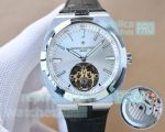 Replica Vacheron Constantin Overseas Stainless Steel White Dial Leather Watch 42MM 